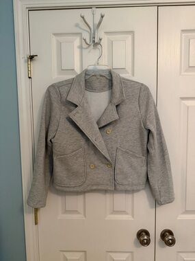 Women's Heather Gray Cropped Fleece Blazer M NWOT